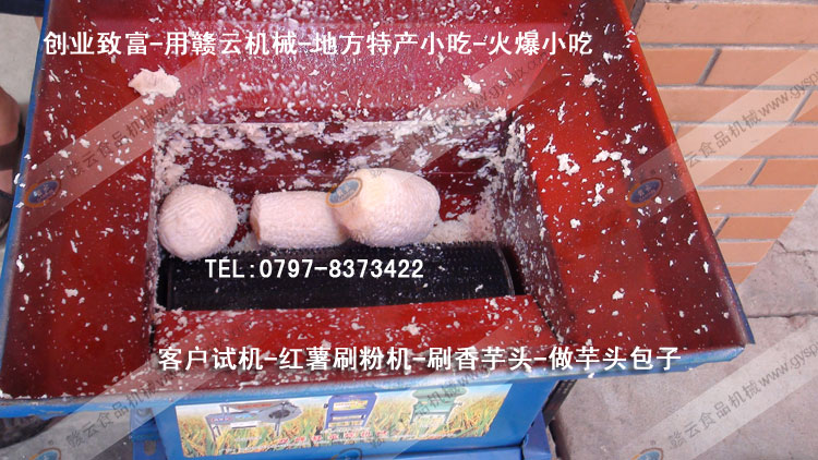紅薯刷粉機(jī)-刷芋頭粉-芋頭包子-客戶(hù)試機(jī)-贛云機(jī)械